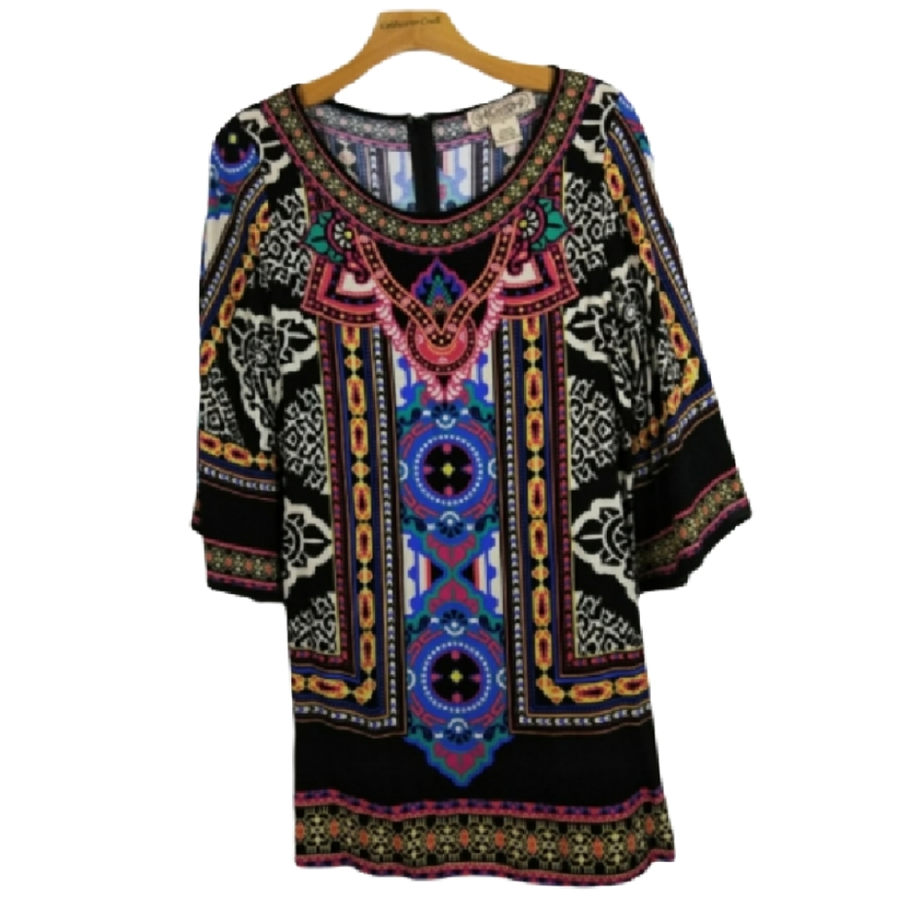 Flying Tomato Tribal Boho bell sleeve Tunic Dress